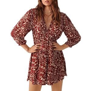 ba&sh Printed Kimy 3/4 Sleeve V-Neck Mini Dress Rust Size XS